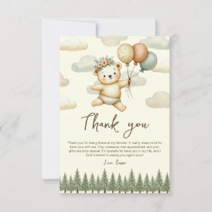 Tarjeta De Agradecimiento Baby Shower Floating Bear Adventures