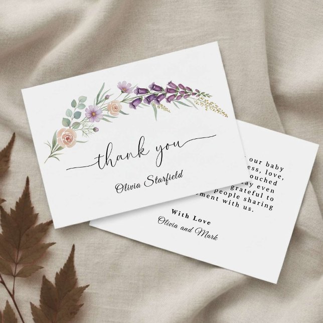 Tarjeta De Agradecimiento Baby Shower Floral Boho Fiesta de Flores Acuarela  (Subido por el creador)