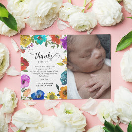 Tarjeta De Agradecimiento Baby Shower floral brillante y audaz