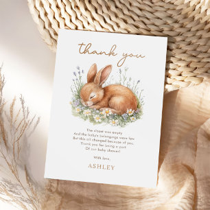 Tarjeta De Agradecimiento Baby Shower Floral Bunny Rabbit