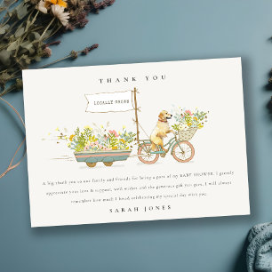 Tarjeta De Agradecimiento Baby Shower floral de Golden Retriever de cosecha 