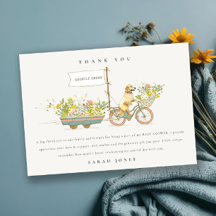 Tarjeta De Agradecimiento Baby Shower floral de Golden Retriever de cosecha 