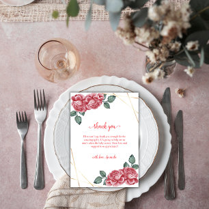 Tarjeta De Agradecimiento Baby Shower Floral de Rosa Moderna Rústica