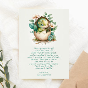 Tarjeta De Agradecimiento Baby Shower Floral Dinosaur Egg Gracias