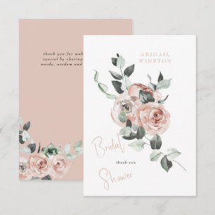 Tarjeta De Agradecimiento Baby Shower Floral Eucalipto Rosa 