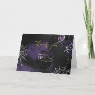 Tarjeta De Agradecimiento Baby Shower floral gótico morado