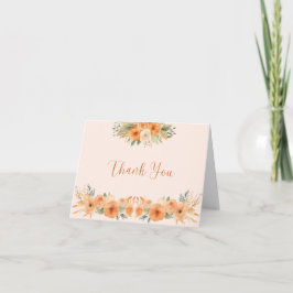 Tarjeta De Agradecimiento Baby Shower Floral Naranja de Otoño