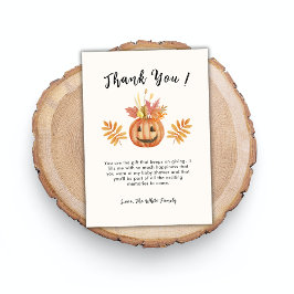 Tarjeta De Agradecimiento Baby Shower Flower Pumpkin Halloween Fall