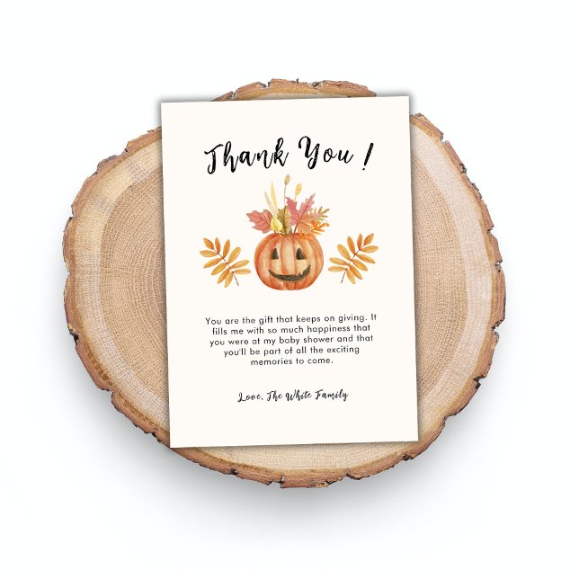 Tarjeta De Agradecimiento Baby Shower Flower Pumpkin Halloween Fall (Flower Pumpkin Halloween Fall Baby Shower Thank You Card)