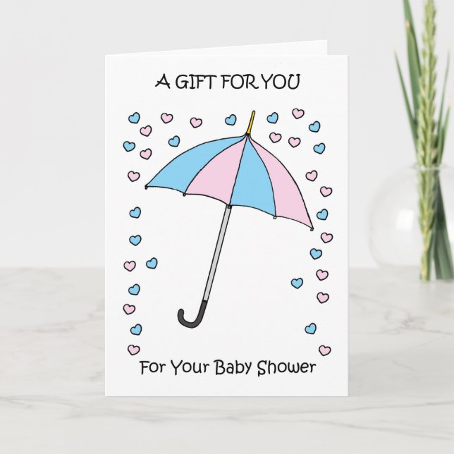 Tarjeta De Agradecimiento Baby Shower Gift Confetti y el paraguas (Anverso)