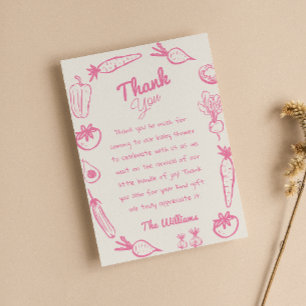 Tarjeta De Agradecimiento Baby Shower Girly de color rosa de crecimiento loc