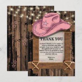 Tarjeta De Agradecimiento Baby Shower, Gorra de Cowgirl rustica
