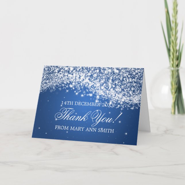 Tarjeta De Agradecimiento Baby Shower Gracias a Sparkling Wave Blue (Anverso)