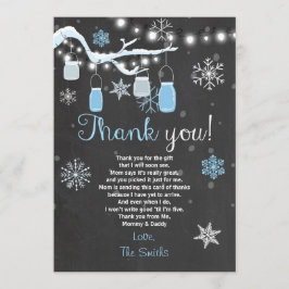 Tarjeta De Agradecimiento Baby Shower Gracias a Winter Baby Blue