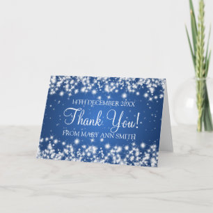 Tarjeta De Agradecimiento Baby Shower Gracias a Winter Sparkle Blue