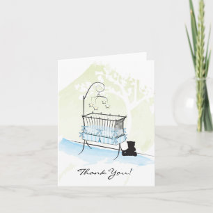 Tarjeta De Agradecimiento Baby Shower Gracias - Azul