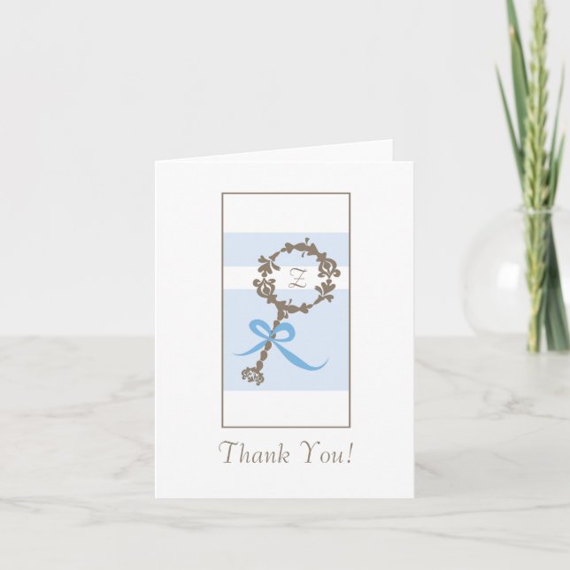 Tarjeta De Agradecimiento Baby Shower Gracias - Blue Rattle (Anverso)