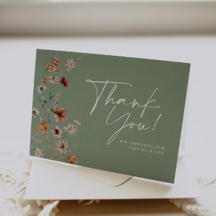 Tarjeta De Agradecimiento Baby Shower Gracias Card Fall Sage Green