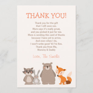 Tarjeta De Agradecimiento Baby Shower Gracias Card Woodland