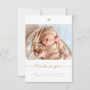 Tarjeta De Agradecimiento Baby Shower Gracias Faux Gold Moda Love Script