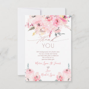 Tarjeta De Agradecimiento Baby Shower Gracias por nacer Rubor Peonies