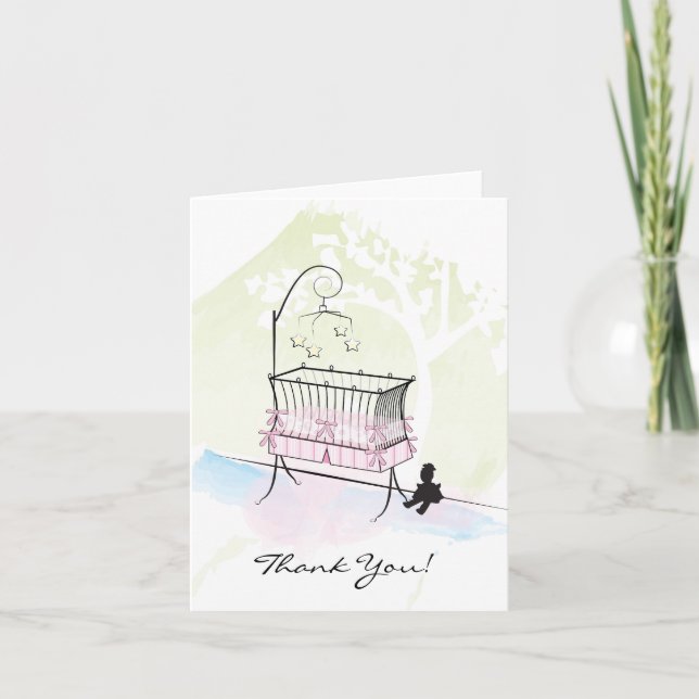 Tarjeta De Agradecimiento Baby Shower Gracias - Rosa (Anverso)