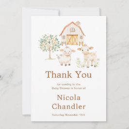 Tarjeta De Agradecimiento Baby Shower Granero Lindo