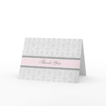 Tarjeta de agradecimiento Baby Shower Gray Damask