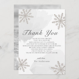 Tarjeta de agradecimiento Baby Shower Gray Snowfla