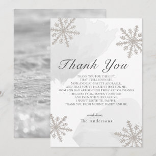Tarjeta de agradecimiento Baby Shower Gray Snowfla