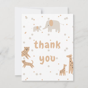 Tarjeta De Agradecimiento Baby Shower ilustrativo Pastel Beige Cute