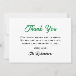 Tarjeta De Agradecimiento Baby Shower irlandés verde blanco Little Shamrock