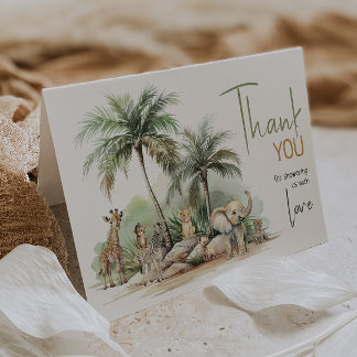 Tarjeta De Agradecimiento Baby Shower "Jungle Safari Animals"