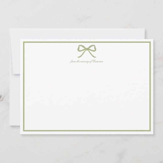 Tarjeta de agradecimiento Baby Shower lazo elegant (Anverso)