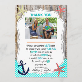 Tarjeta De Agradecimiento Baby Shower le agradece cardar náutico con su Phot
