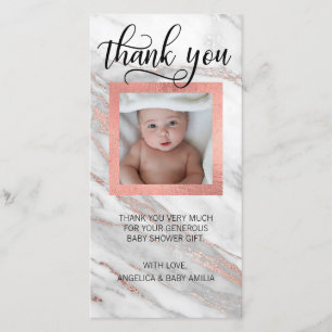 Tarjeta De Agradecimiento Baby Shower LE AGRADECE FOTO rosada del Relieve