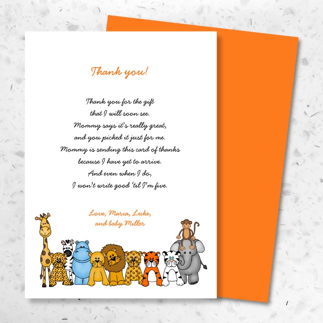 Tarjeta De Agradecimiento Baby Shower le agradece observar con el poema, (Subido por el creador)