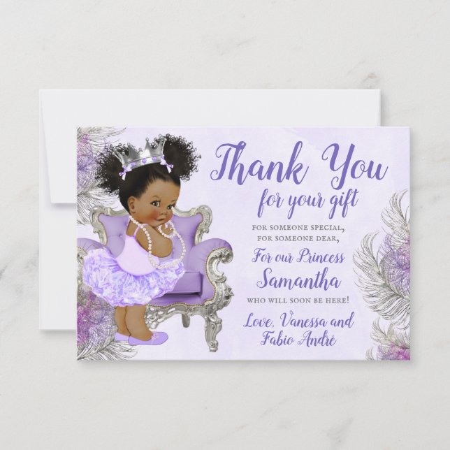 Tarjeta De Agradecimiento Baby Shower le agradece plata de la lavanda (Anverso)