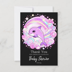 Tarjeta De Agradecimiento Baby Shower mágico de fantasía delfín