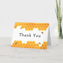 Tarjeta De Agradecimiento Baby Shower Minimal Honey Bumblebee Boy