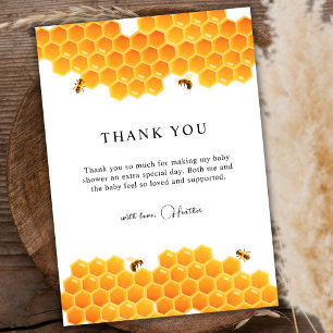 Tarjeta De Agradecimiento Baby Shower Minimal Honey Bumblebee Boy