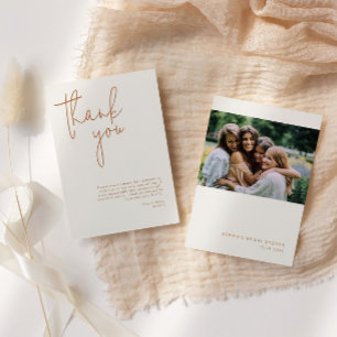 Tarjeta De Agradecimiento Baby Shower Minimalista Beige