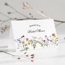 Tarjeta De Agradecimiento Baby Shower Minimalista de Flores Silvestres