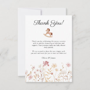 Tarjeta De Agradecimiento Baby Shower Minimalista de Flores Suaves de Color 