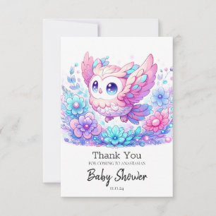 Tarjeta De Agradecimiento Baby Shower minimalista de Woodland Owl