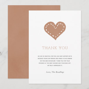 Tarjeta De Agradecimiento Baby Shower Minimalista Neutral Beige