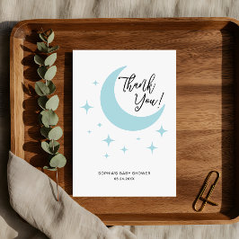Tarjeta De Agradecimiento Baby Shower minimalista Pastel Moon Stars