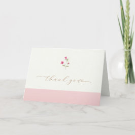 Tarjeta De Agradecimiento Baby Shower Minimalista rosa de flores silvestres