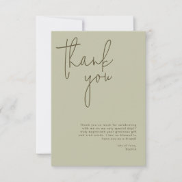 Tarjeta De Agradecimiento Baby Shower Minimalista Sage