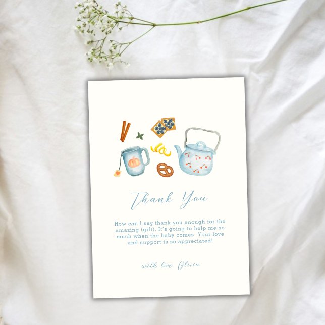 Tarjeta De Agradecimiento Baby Shower Mínimo Rústico Par-Tea Cookie (Minimal Rustic Par-Tea Cookie Baby Shower Thank You Card)